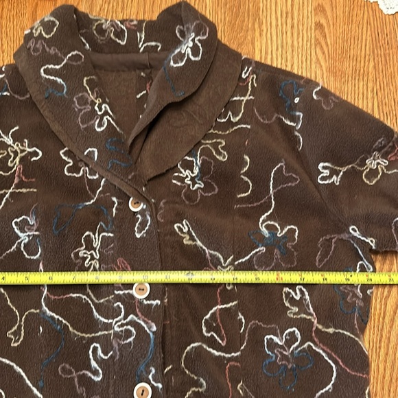 Hand Made Embroidered Fleece Feminine Jacket Button Down Peplum Double Collar - Picture 4 of 5